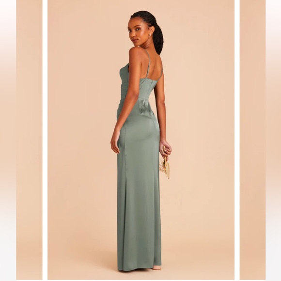 Birdy Grey Lydia Matte Satin Dress in Sea Glass - Picture 2 of 9